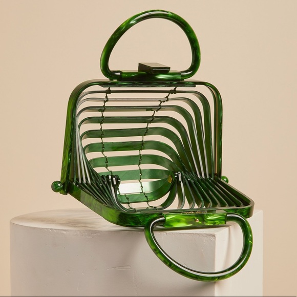 Cult Gaia Acrylic Lilleth Handbag Malachite Green - Picture 3 of 6